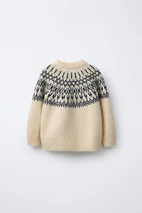 JACQUARD KNIT JUMPER WITH WOOL AND ALPACA