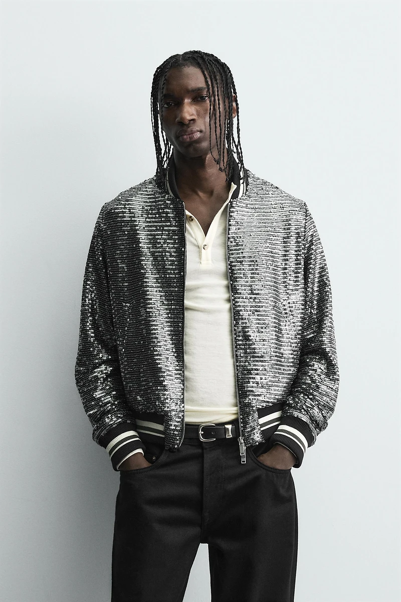 SEQUIN BOMBER JACKET