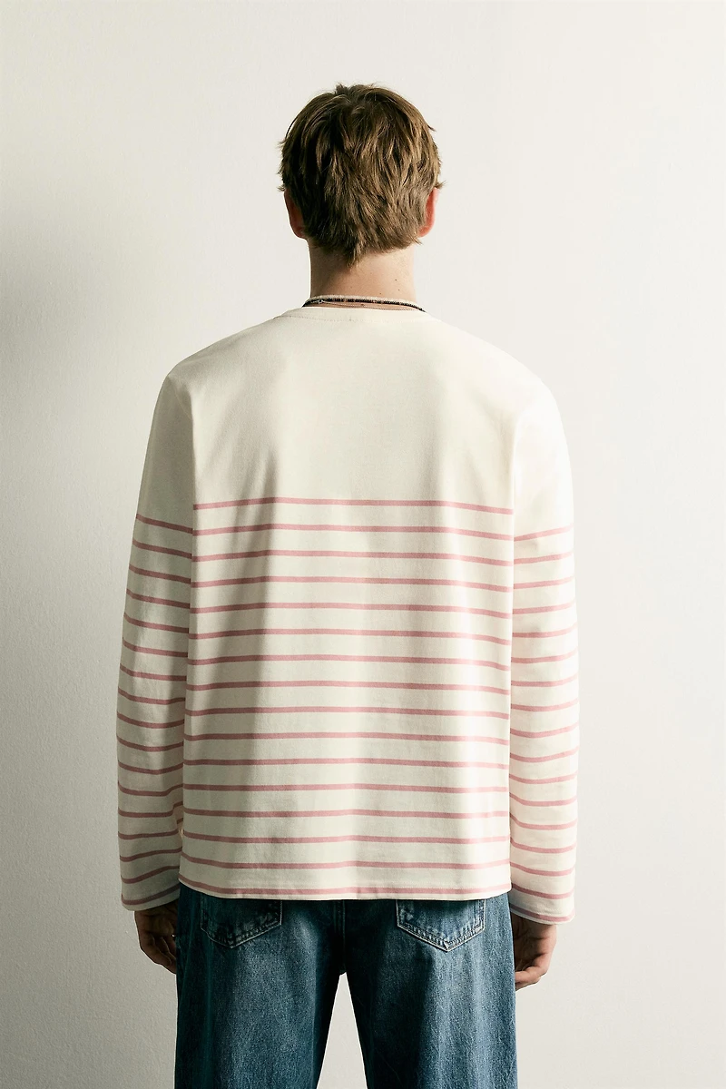 RELAXED FIT JACQUARD STRIPE T-SHIRT