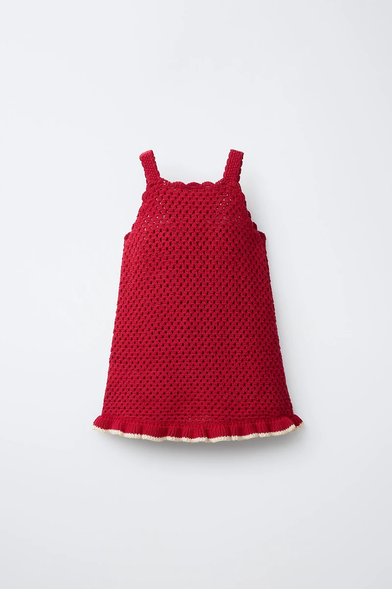 CROCHET FLORAL KNIT DRESS