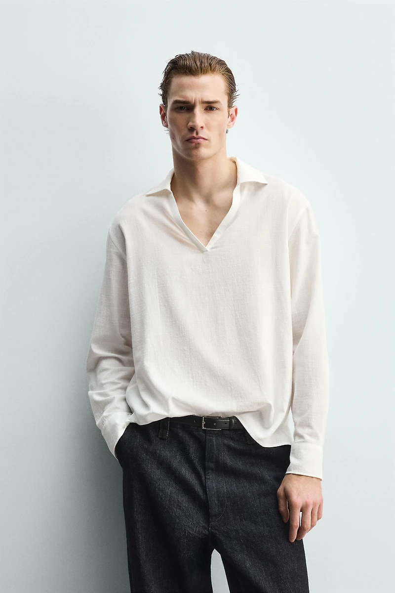 RELAXED FIT COTTON - VISCOSE SHIRT