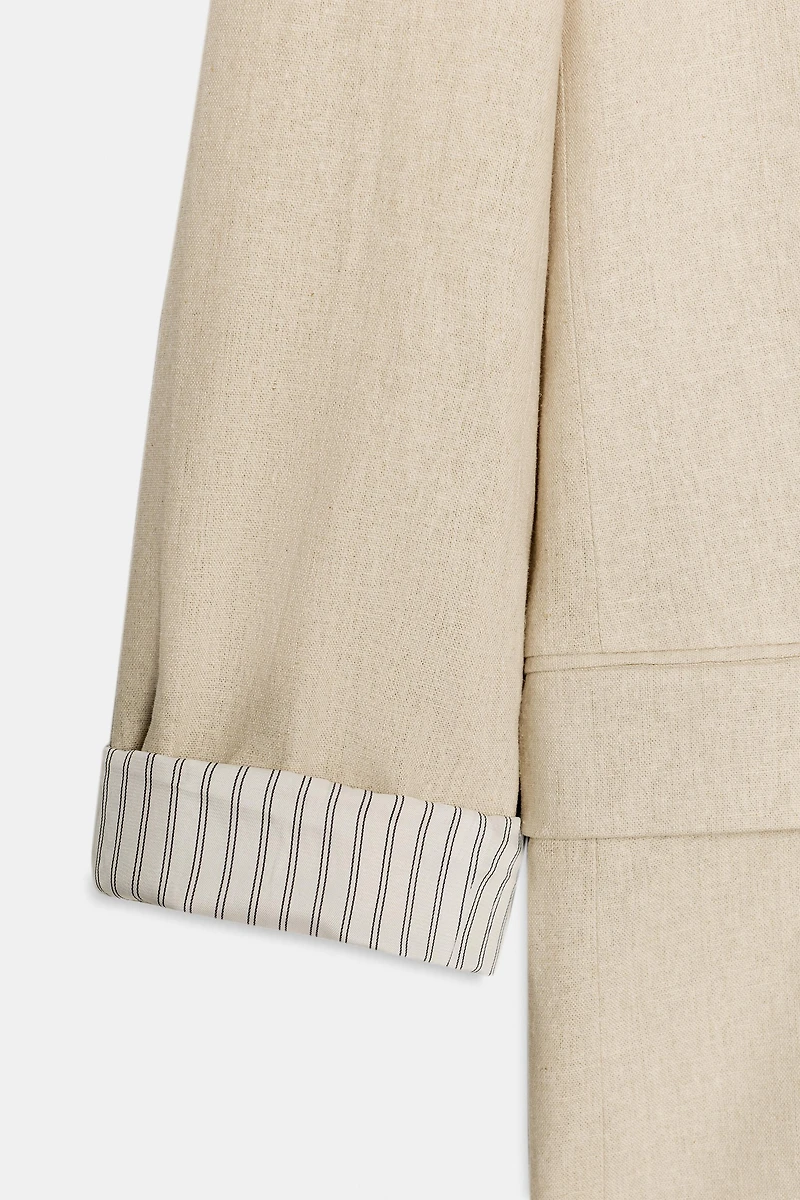 LINEN BLAZER WITH ROLLED SLEEVES