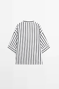 Striped oversize linen blend shirt