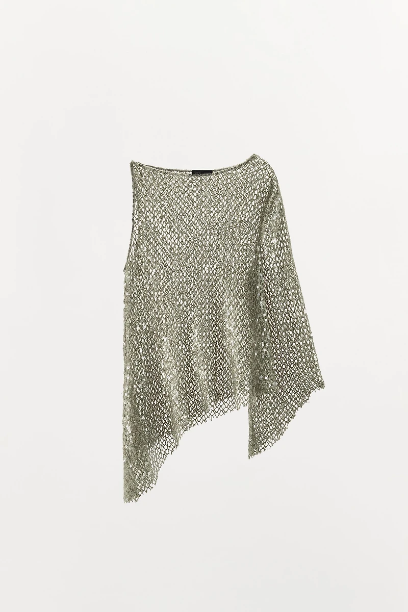 ASYMMETRIC SEQUIN TOP