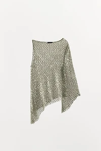 ASYMMETRIC SEQUIN TOP