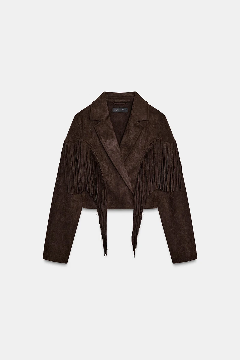 FAUX SUEDE FRINGED JACKET