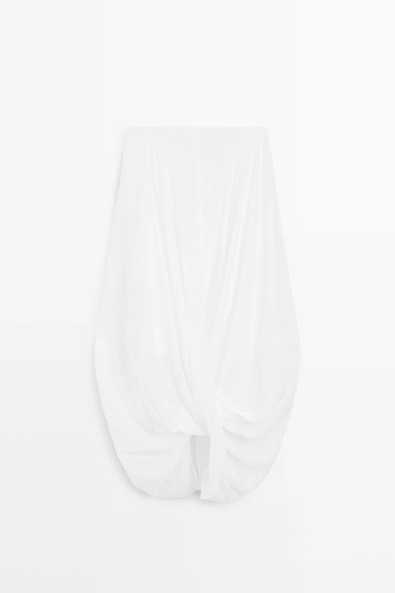 Crossover midi skirt with draped detail