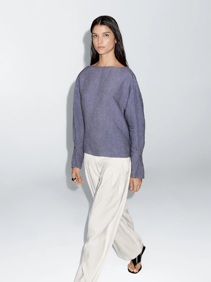 V-neck blouse with sleeve detail