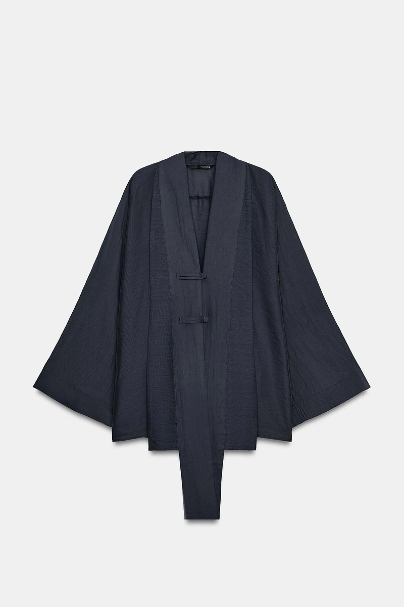 ZW COLLECTION WRAP SHIRT WITH FROG FASTENINGS