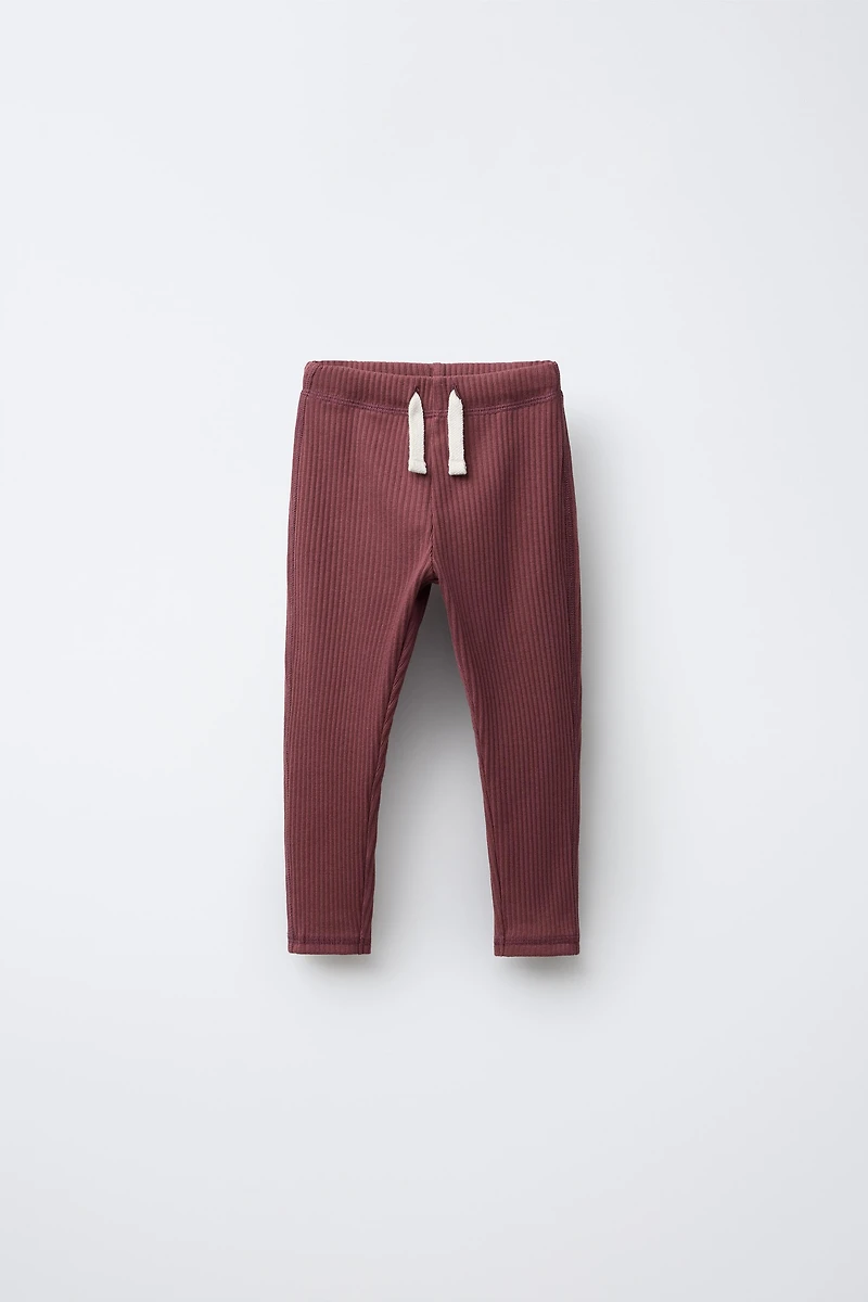 RIBBED LEGGINGS WITH LABEL