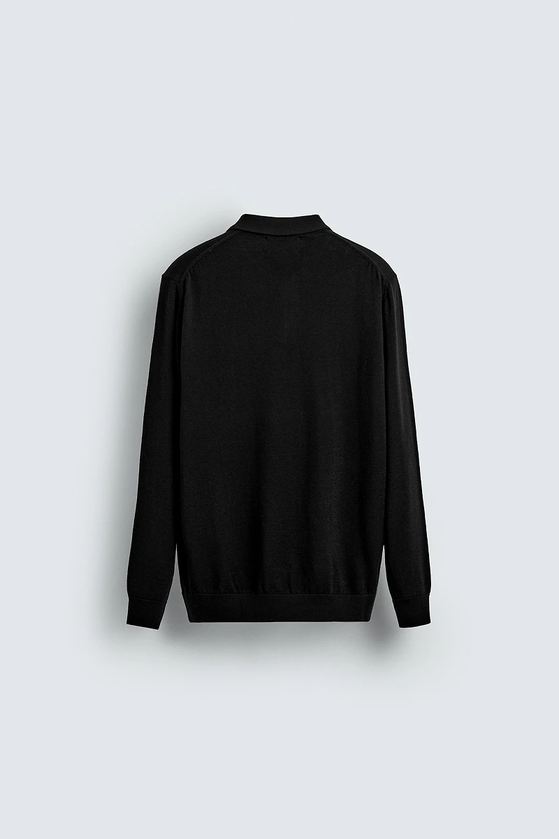 100% WOOL KNIT POLO SHIRT