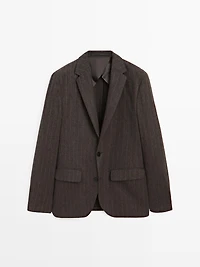 Striped wool blend suit blazer