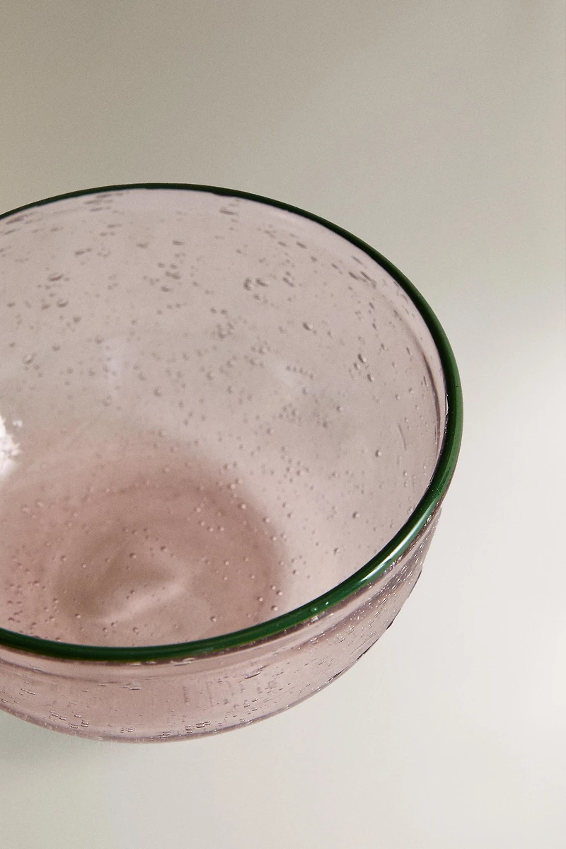 BUBBLE GLASS BOWL WITH RIM