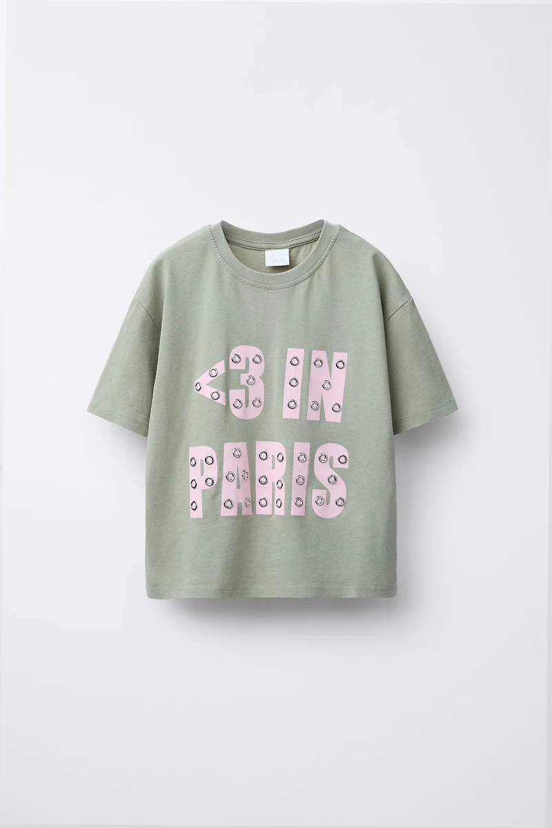 T-SHIRT TEINT EN PIÈCE ŒILLETS