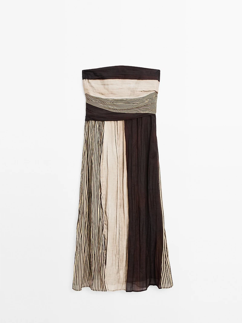 Strapless dress with gathered detail