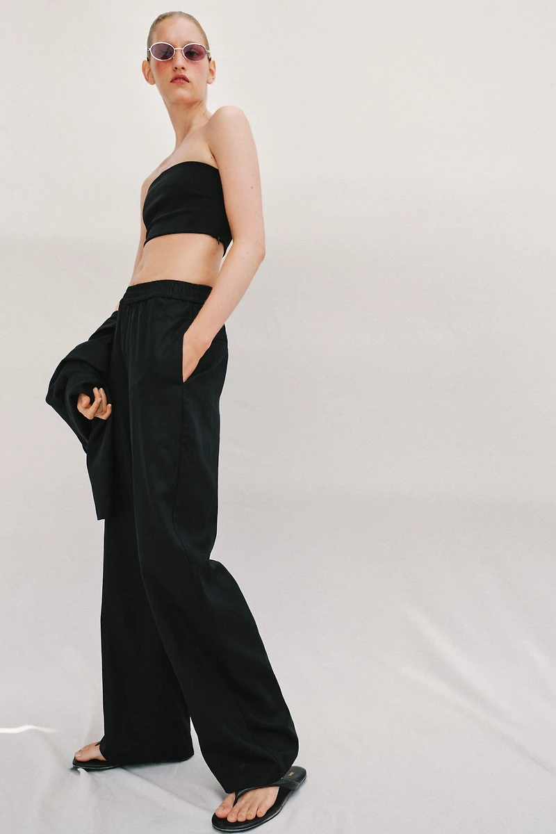 LINEN STRAIGHT LEG PANTS