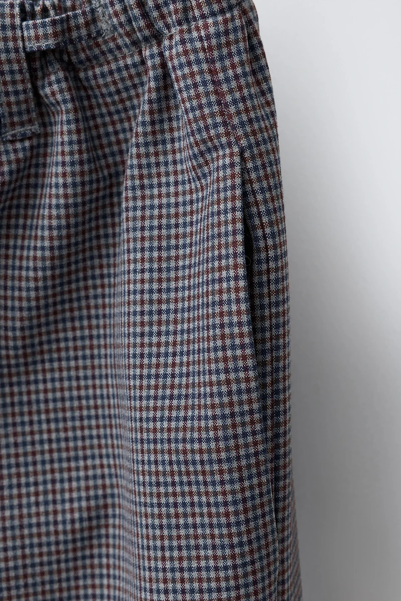PLAID DRAWSTRING PANTS