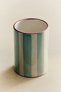 STRIPED CERAMIC TOOTHBRUSH TUMBLER