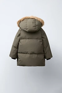 LONG DOWN FEATHER WATER REPELLENT AND WIND RESISTANT PUFFER COAT