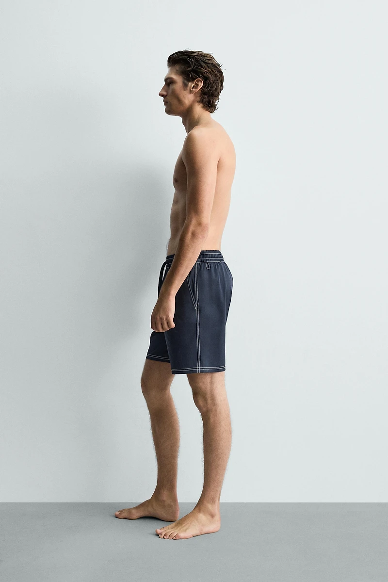 LONG SWIMSUIT WITH CONTRAST STITCHING