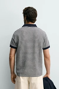 REGULAR FIT STRIPED TEXTURED POLO