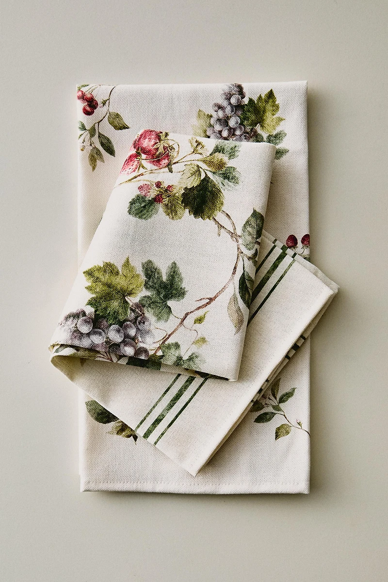 LOT TORCHONS CUISINE COTON FLEURS (LOT DE 2)