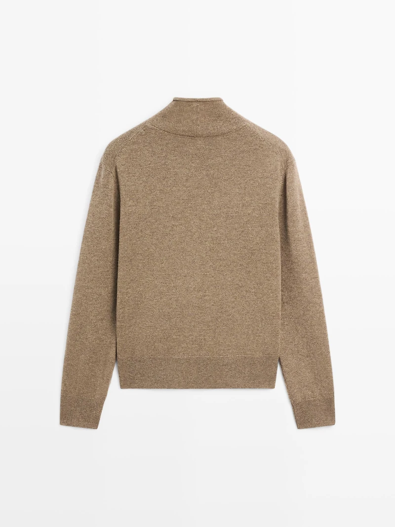 Cardigan à col montant 100 % laine