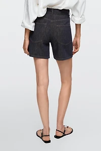 Bermuda en denim taille moyenne total look