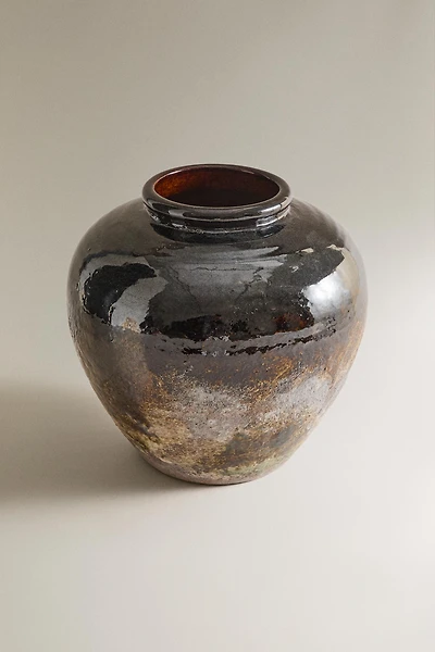 MEDIUM ENAMELLED STONEWARE VASE