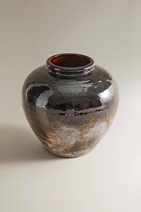 MEDIUM ENAMELLED STONEWARE VASE