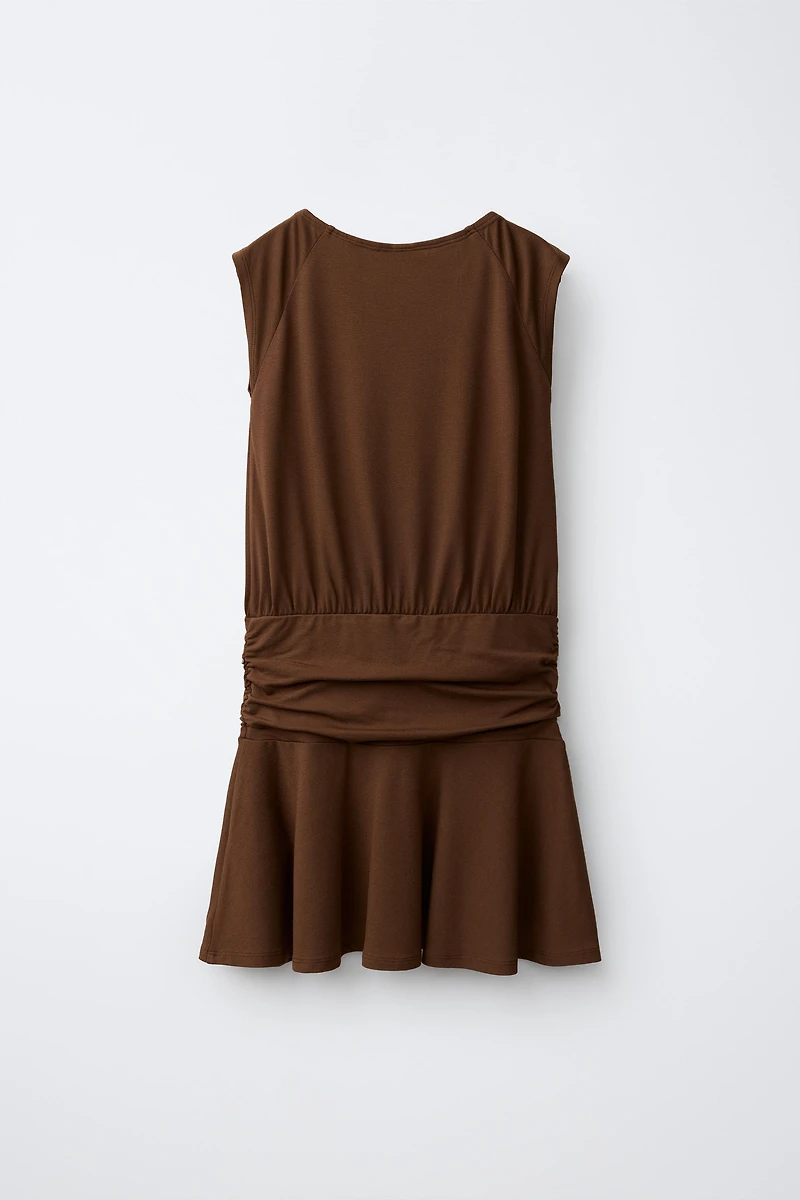 SASH DETAIL RUFFLED DRESS