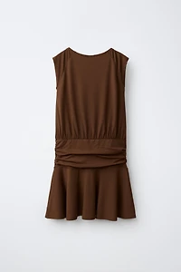 SASH DETAIL RUFFLED DRESS