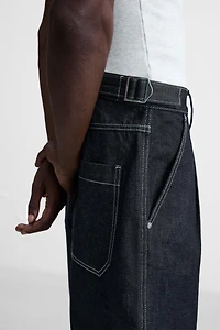 BELTED BAGGY FIT DENIM SHORTS