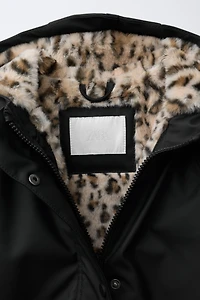 VESTE DÉPERLANTE ENDUITE EFFET FOURRURE ANIMAL PRINT
