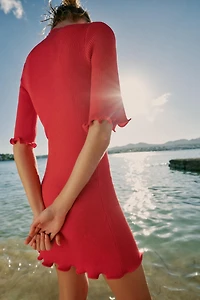 SHORT RIB KNIT DRESS