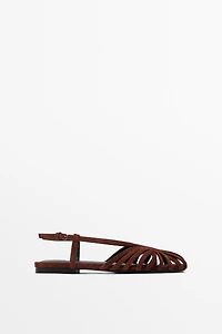 Split suede leather cage sandals