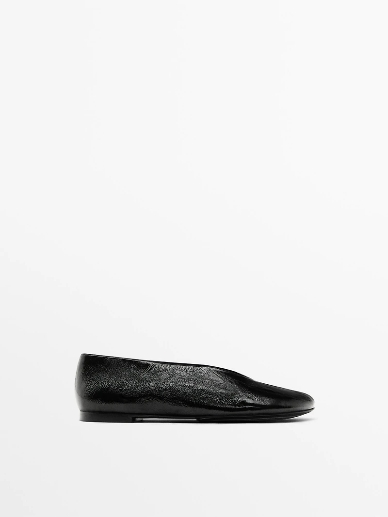 Shiny soft leather ballet flats
