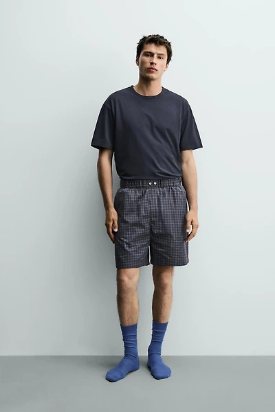 ENSEMBLE PYJAMA BERMUDA À CARREAUX