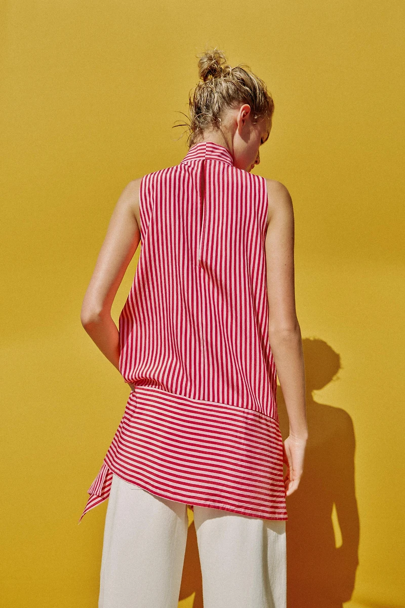 TOP ASYMÉTRIQUE À RAYURES