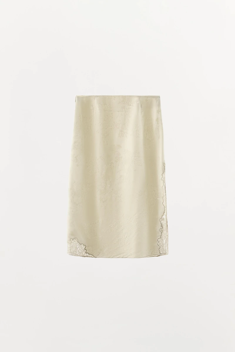 JUPE MI-LONGUE JACQUARD EN DENTELLE