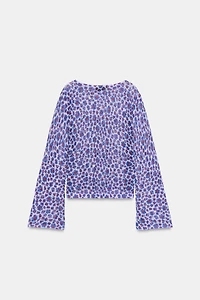 FINE KNIT FLORAL TOP