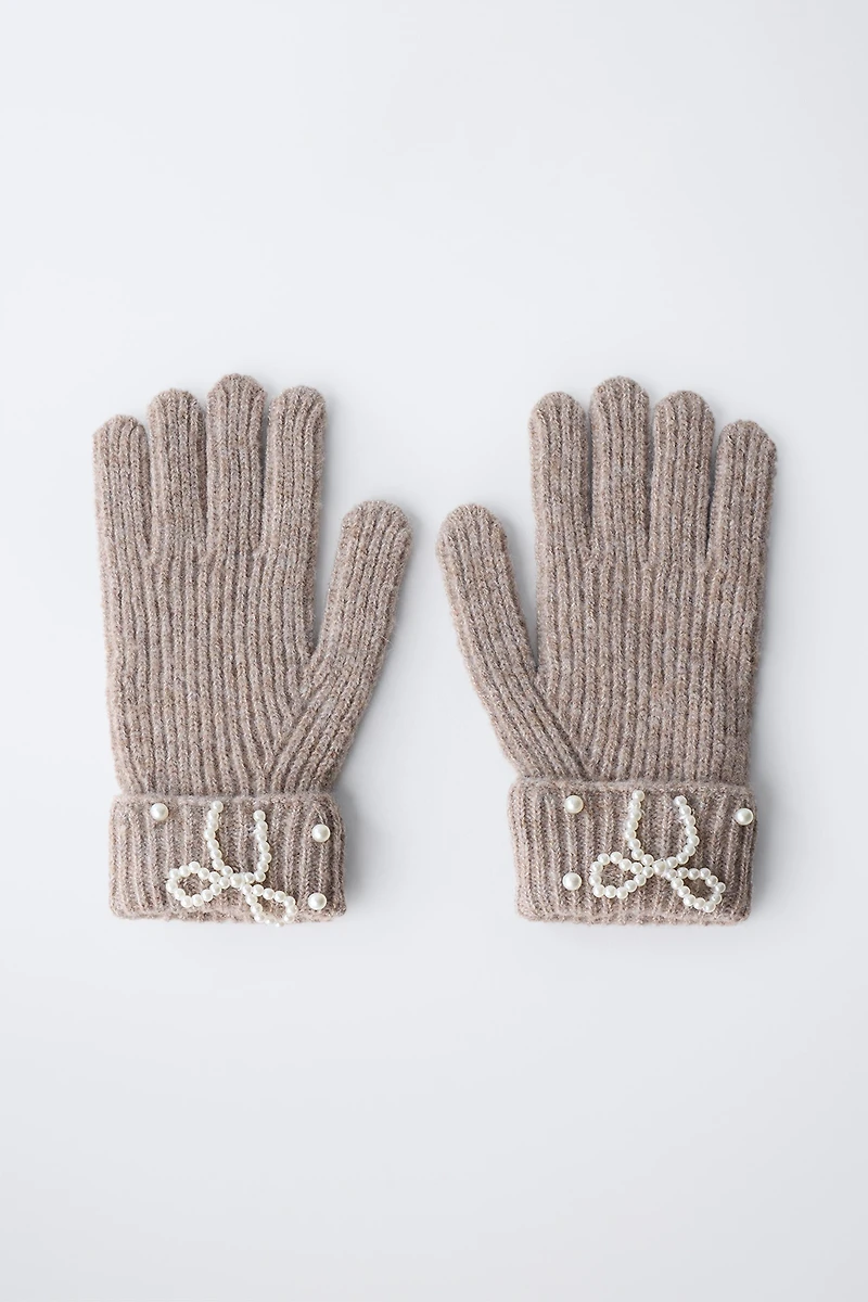 KNIT GLOVES WITH PEARLS