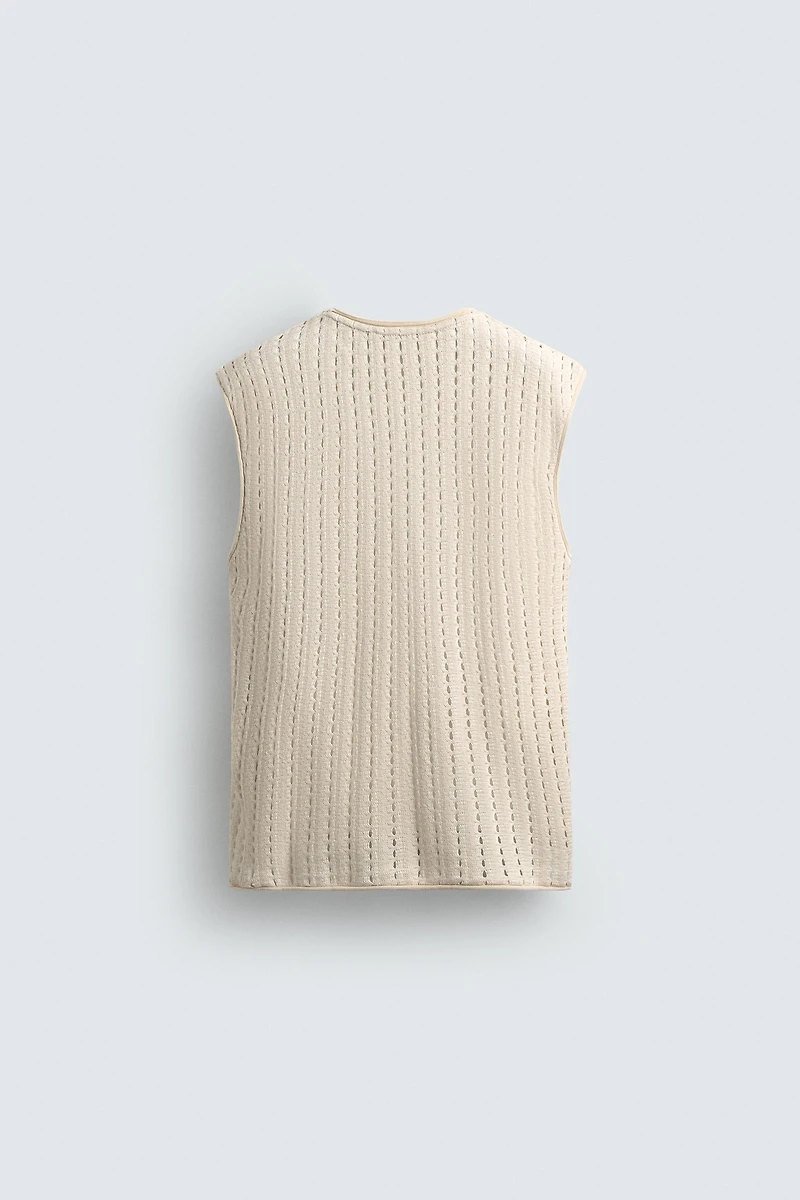 SLEEVELESS KNIT T-SHIRT