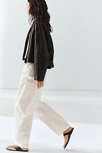 Nappa leather lapel kimono