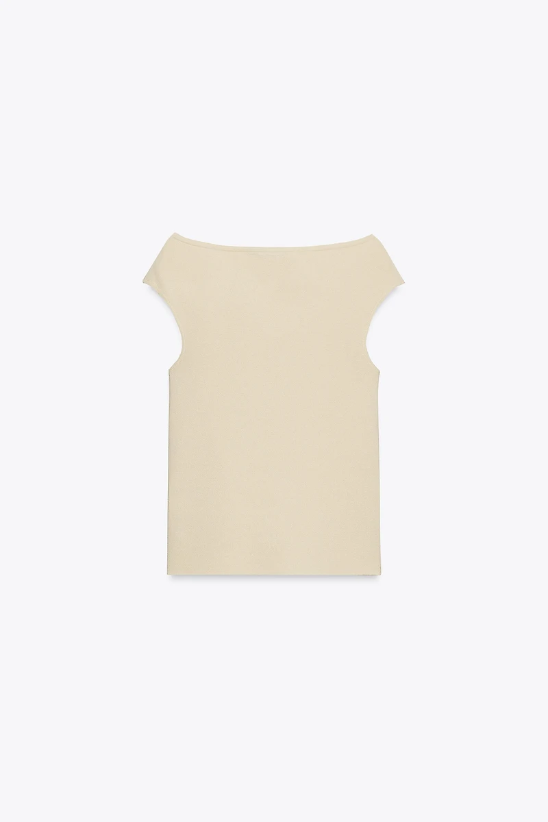 PLAIN KNIT BOAT NECK TOP