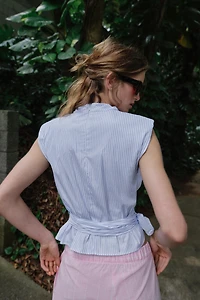 STRIPED SHOULDER PAD METALLIC THREAD TOP