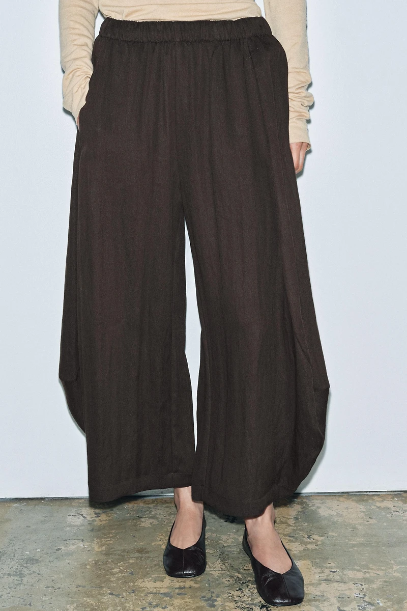 TEXTURED WIDE LEG PANTS ZW COLLECTION