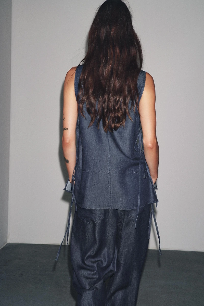 ZW COLLECTION DENIM TIE TOP