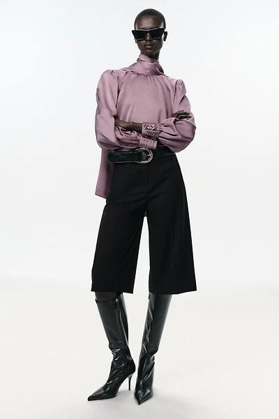 TIED SATIN EFFECT SHIRT