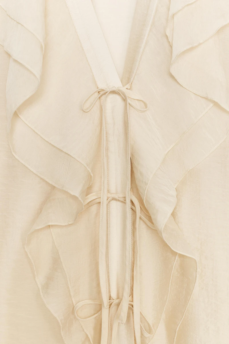 RUFFLED TIE BLOUSE